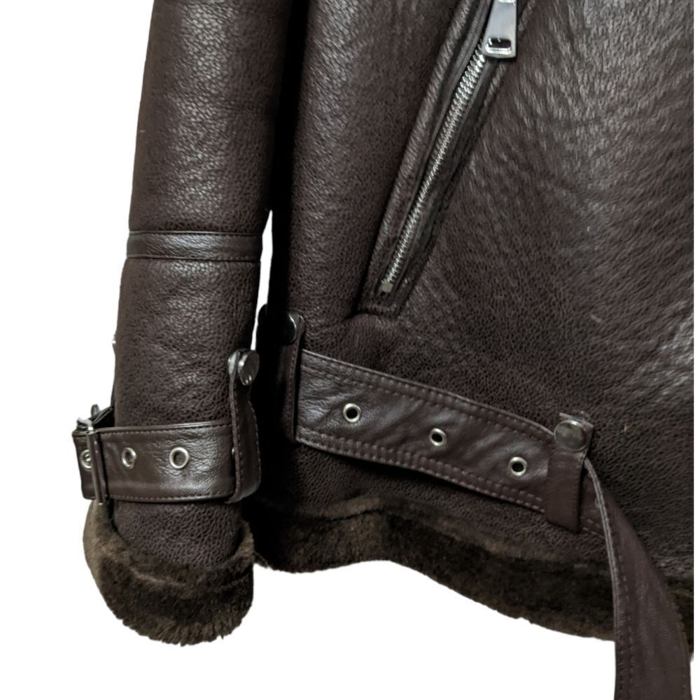 NWOT MOLLY BRACKEN Faux Leather Shearling Lined Moto Jacket M - Picture 4 of 8